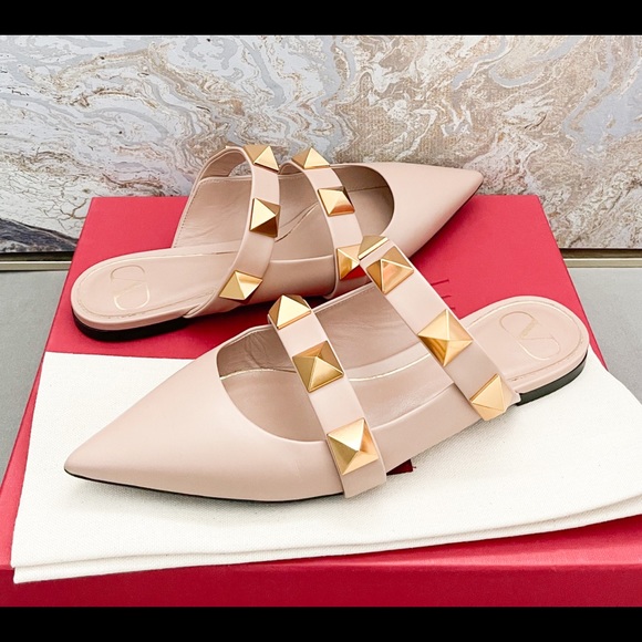 Sold! New! Valentino Calfskin Roman Stud Flat Mules - Picture 7 of 10